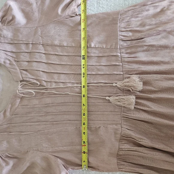 Soft Pink Long-Sleeve Midi Dress with Tassel Waist - Picture 5 of 8